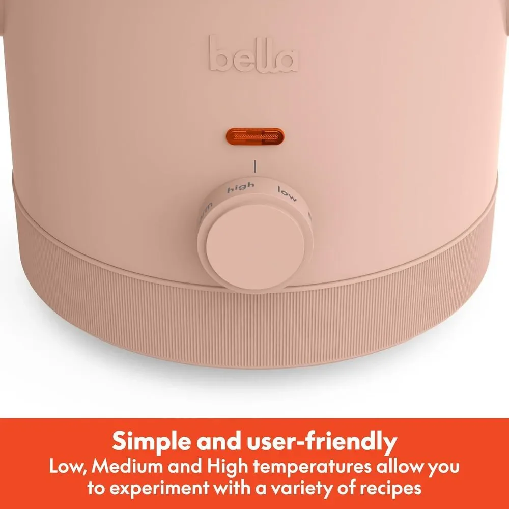 Bella Slow Cooker 15 Qt Blossom Pink Manual Control Nonstick Ceramic Cool Touch